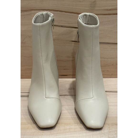 Alfani Women Terrie Zipper Square Toe Slender Stiletto Booties Bone/Cream - Picture 3 of 6